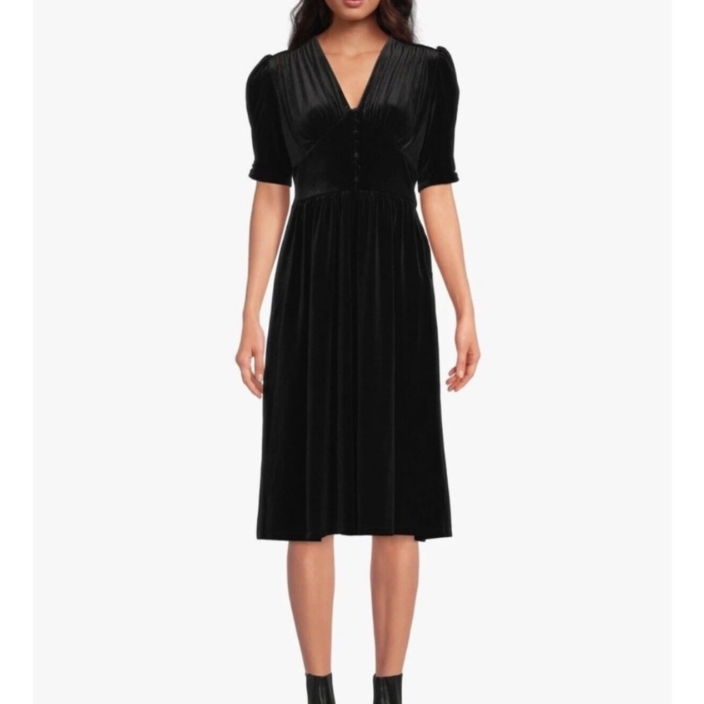 NWT Lauren Ralph Lauren Black Velvet Puff Sleeve Dress